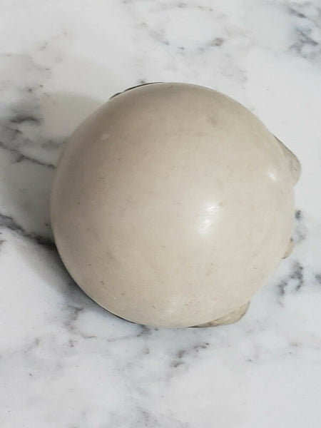 Laughing Elephant Carved Stone Round Bottom Figurine Weeble Wooble Sculpture