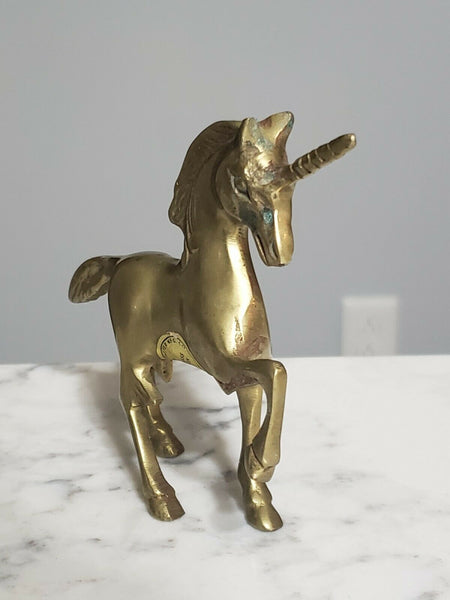 Vintage 1970s Brass Unicorn Leonard Silver Mfg 5" Figurine Made Korea