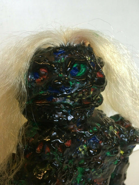 Monstro Primitivo Sofubi Custom Multi-Paint Rub on Black Spray Frank Mysterio Mexafubi Designer Art Toy
