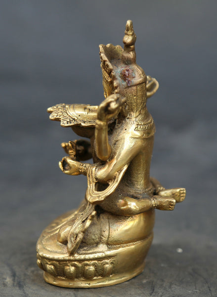 Mandkesvara Yab-Yum Tibetan Buddha Hevajra Tantric Bronze Gild Statue Erotic Buddhist Vajrayana Figure 4.3"