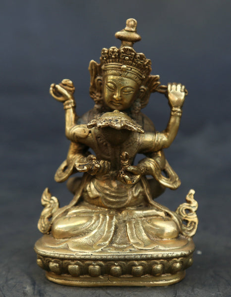 Mandkesvara Yab-Yum Tibetan Buddha Hevajra Tantric Bronze Gild Statue Erotic Buddhist Vajrayana Figure 4.3"