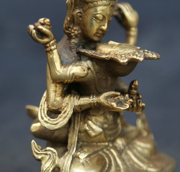 Mandkesvara Yab-Yum Tibetan Buddha Hevajra Tantric Bronze Gild Statue Erotic Buddhist Vajrayana Figure 4.3"