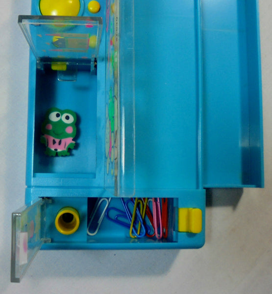 Topenny Vintage 80's Anime Pencil Case Blue Mechanical Box Stationary