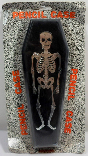 Skeleton Coffin Pencil Case Box Vintage Stationary 80's Retro Taiwan