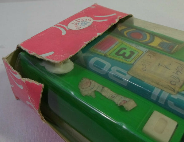 Vintage Pencil Case 80's Retro Green Robot Pencil Box Mechanical Button Stationary Pencil Case w/ Original Package