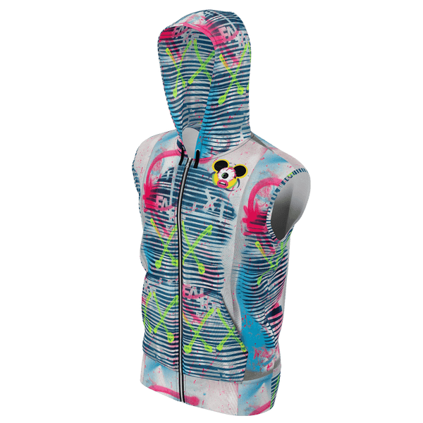 AEQEA Fake ManHeady Sleeveless All-Over-Print Zipper Hoodie