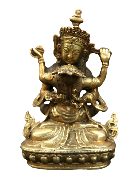 Mandkesvara Yab-Yum Tibetan Buddha Hevajra Tantric Bronze Gild Statue Erotic Buddhist Vajrayana Figure 4.3"