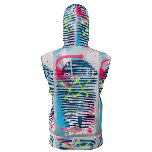 AEQEA Fake ManHeady Sleeveless All-Over-Print Zipper Hoodie