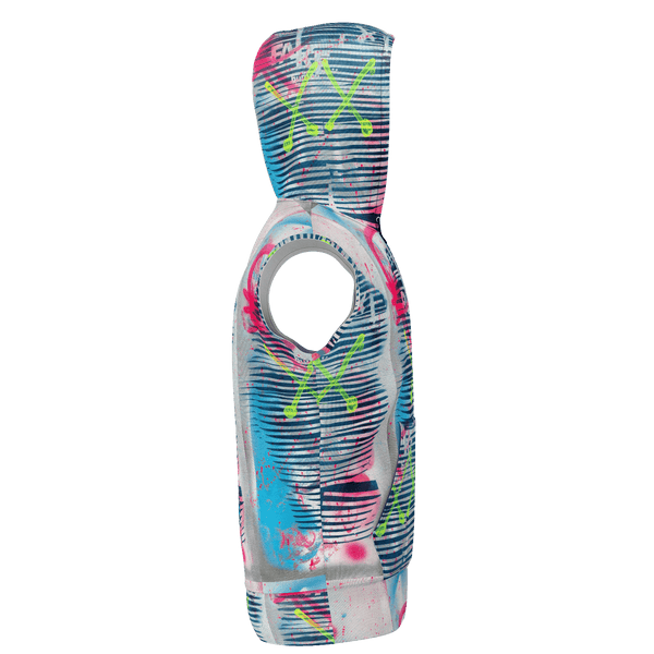 AEQEA Fake ManHeady Sleeveless All-Over-Print Zipper Hoodie
