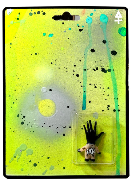 FAKE MADE Left Hand Path Custom Sofubi+Resin AEQEA Art Toy Kewpie Mashup & Hand-Painted Cardback