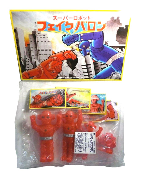 Fake Baron Sofubi Set of 4 Red Glitter Mini Soft Vinyl Figures by Awesome Toy
