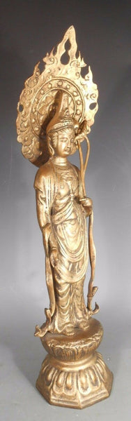Antique Korea Rare Glit Bronze Fine Art Korean Statue Kannon Figure 19-20th c. 21"