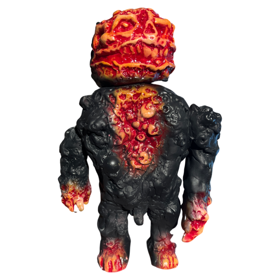 Frank Mysterio Primitivo Sofubi Kaiju Custom Soft Vinyl Matte Black Red Fire Painted Figure