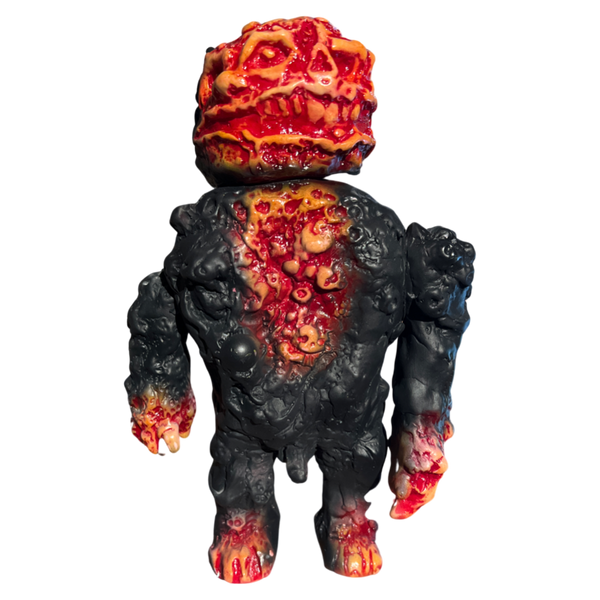 Frank Mysterio Primitivo Sofubi Kaiju Custom Soft Vinyl Matte Black Red Fire Painted Figure