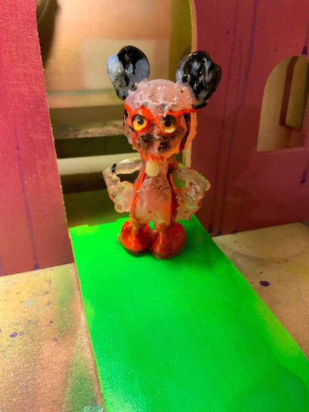 ICKY RAT Super Nerd AEQEA Custom Artist Figure Resin Art Toy with Hand-Painted Cardback