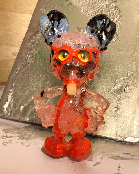 ICKY RAT Super Nerd AEQEA Custom Artist Figure Resin Art Toy with Hand-Painted Cardback