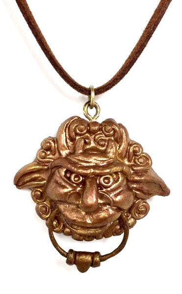 Labyrinth Door Knocker Hand Sculpted Pendant Necklace