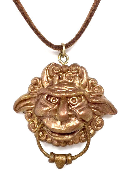 Labyrinth Door Knocker Hand Sculpted Pendant Necklace