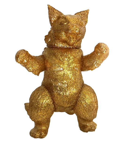 MaxToy King Negora Kaiju Cat Sofubi Gold Glitter Rare Blank Limited Ed Designer Toy