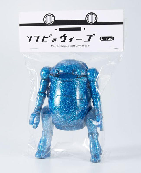 Mechatro WeGo Sofubi Robot Bank Sofvi Soft Vinyl Blue Glitter Lame Designer Toy Figure