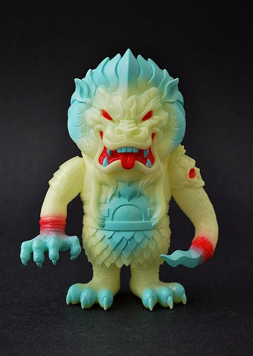 Super7 Mongolion Ghastly Glow SSSS GID Sofubi L'amour Supreme Designer Toy w/ Blue and Red Spray