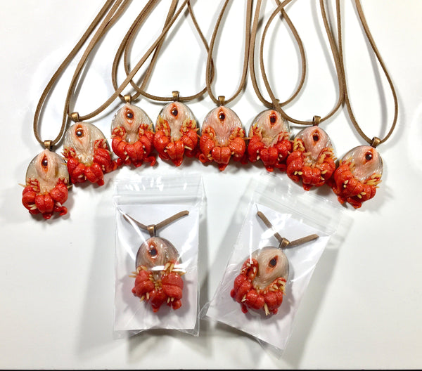 Handmade Flesh Monster Pendant One Eye Fang Tooth Face Kaiju Custom Kaijuwelry