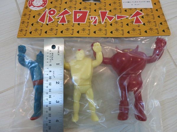 Pilot Ace Tetsujin 28 Retro Gigantor, Iron Man, Bacchus / Fire III Monster B Set Retro Mini Sofubi Soft Vinyl Action Figure