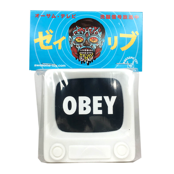 OBEY TV Sofubi Unpainted White Brainwash TV by Awesome Toy