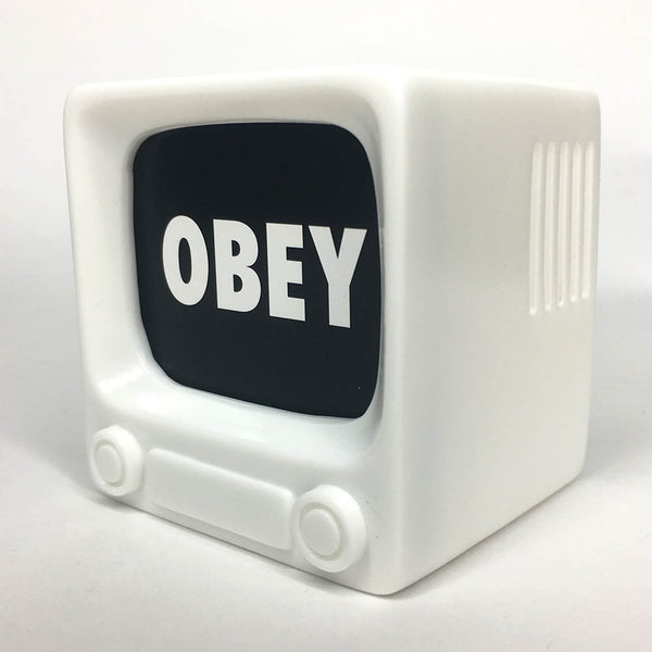 OBEY TV Sofubi Unpainted White Brainwash TV by Awesome Toy