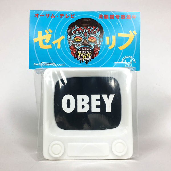 OBEY TV Sofubi Unpainted White Brainwash TV by Awesome Toy