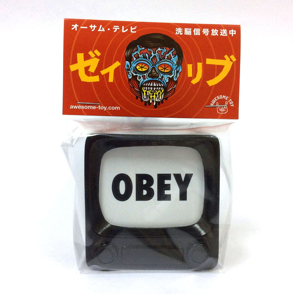 OBEY TV Sofubi Unpainted Black Brainwash TV by Awesome Toy