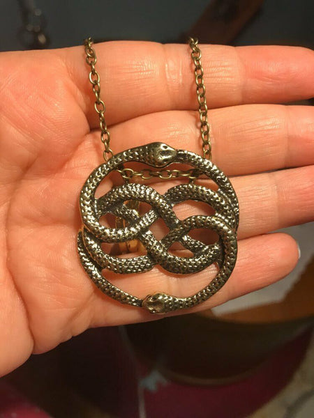 Neverending Story Necklace Auryn Symbol Ouroboros Pendant Oroborous Infinity Snakes