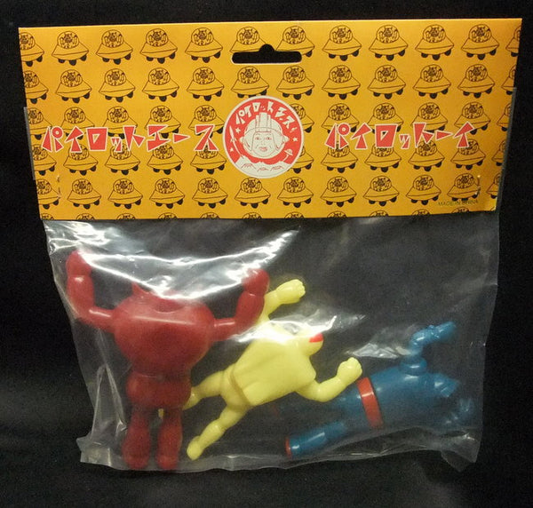 Pilot Ace Tetsujin 28 Retro Gigantor, Iron Man, Bacchus / Fire III Monster B Set Retro Mini Sofubi Soft Vinyl Action Figure