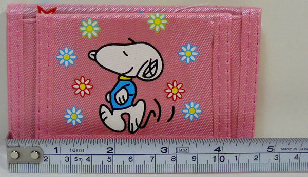 Retro Snoopy Wallet Vintage Peanuts Japan Sanrio Keroppi 5'' Pink Billfold w/ Zipper