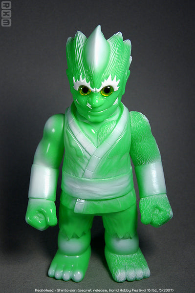 RealxHead ShintoSan Secret WHF Sofubi White Spray on Green Soft Vinyl Figure Designer Toy