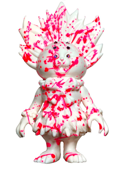 SIO Maharaja Sofubi One-Off Custom Kaiju White Soft Vinyl Figure w/ Pink Marble Splatter Paint