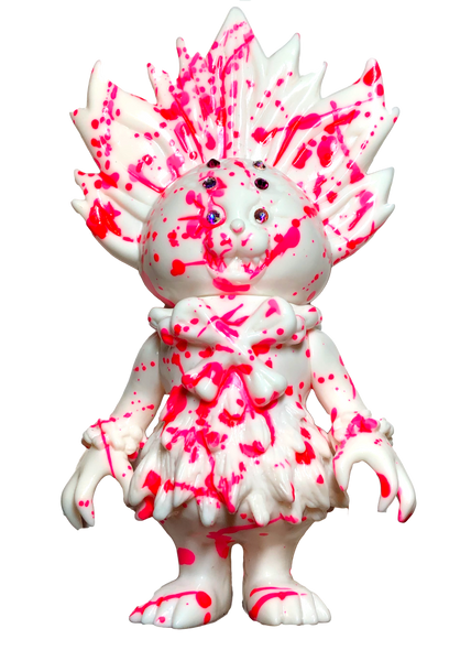 SIO Maharaja Sofubi One-Off Custom Kaiju White Soft Vinyl Figure w/ Pink Marble Splatter Paint