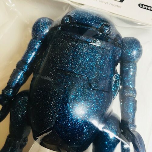 Mechatro WeGo Sofubi Robot Bank Sofvi Soft Vinyl Blue Glitter Lame Designer Toy Figure