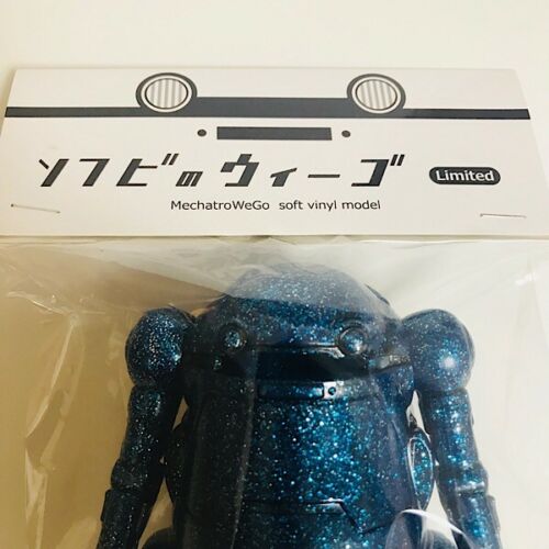 Mechatro WeGo Sofubi Robot Bank Sofvi Soft Vinyl Blue Glitter Lame Designer Toy Figure