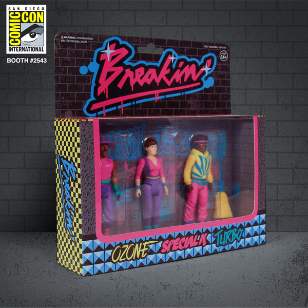 Super7 x Breakin’ ReAction Boombox Figure SDCC Set 3.75” Comic Con Exclusive Retro Toy Action Figures