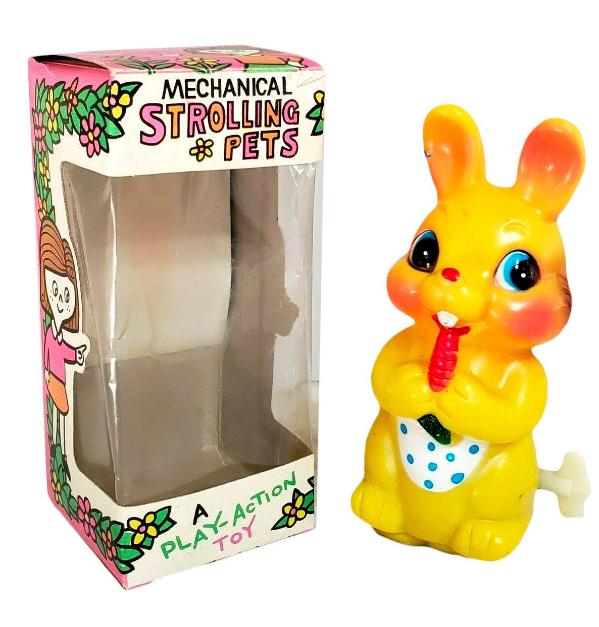 Vintage 1950s Play Action Toy Bunny Easter Unlimited Windup in Original Box Made in Japan