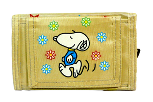 Retro Snoopy Wallet Vintage Peanuts Japan Sanrio Keroppi 5'' Yellow Billfold w/ Zipper