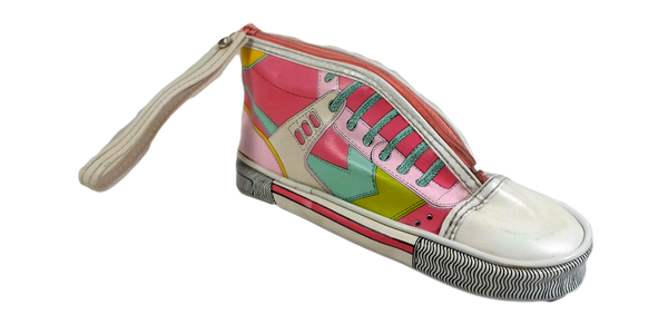 Vintage Shoe Shaped Pencil Case Retro 80's All Star Bag Vinyl Pouch w/ Zipper