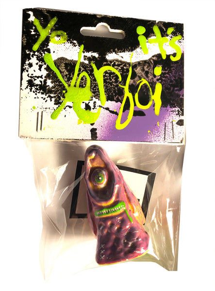 Yo Waddup It's YERBOI Burple Drank Custom Resin Art Toy on Hand-Painted Header Card by AEQEA