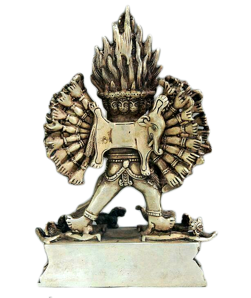 Yab-Yum Yamantaka Buddha Yama Dharmaraja Tibet Buddhism Temple Silver Statue 7"