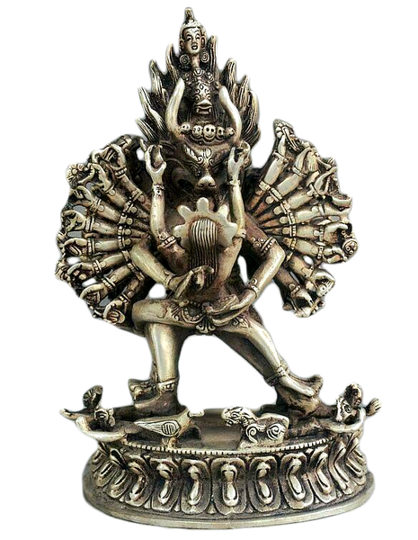 Yab-Yum Yamantaka Buddha Yama Dharmaraja Tibet Buddhism Temple Silver Statue 7"