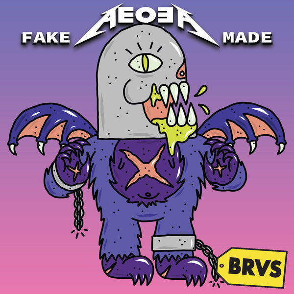 BRVS x AEQEA Man+Machine Xodiac Kaiju Cyberpunk sticker vinyl art pack 3x3" Limited Edition of 50