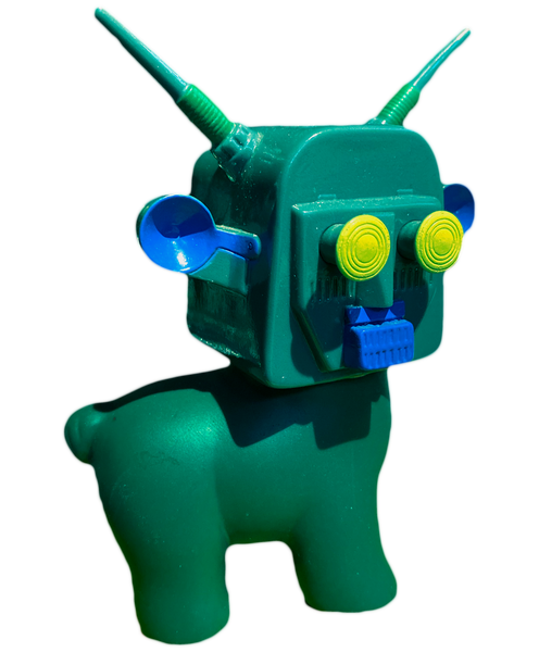 Grody Dogbot sofubi customized soft vinyl designer toy Grody Shogun robot dog mashup by AEQEA