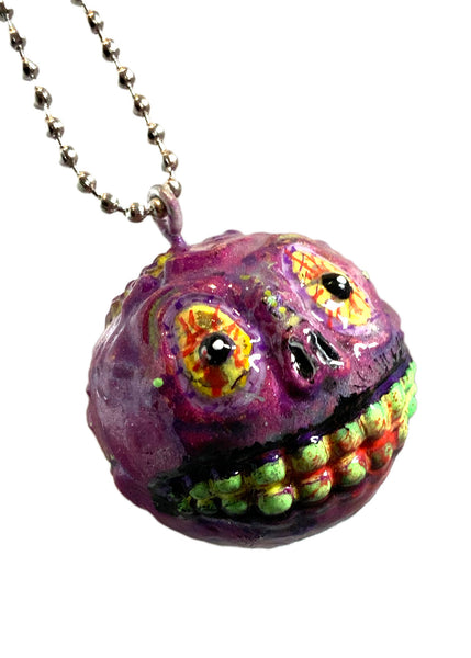 Mad Balls x AEQEA Skull Face Melt Custom Kid Robot Designer Vinyl Toy Pendant Necklace