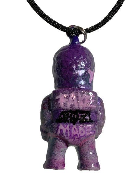 Gargamel Mashup Tetran-Man Kaiju Micro Sofubi Pendant Nazo-Gacha PURP DRANK Custom Necklace by AEQEA